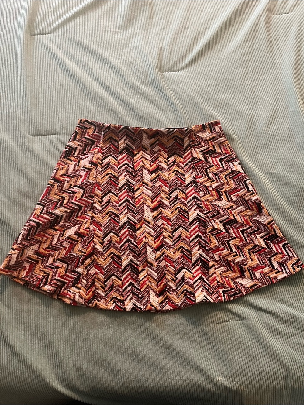 Zara Multicolor Chevron Skater Skirt - Red, Pink, Yellow, Brown